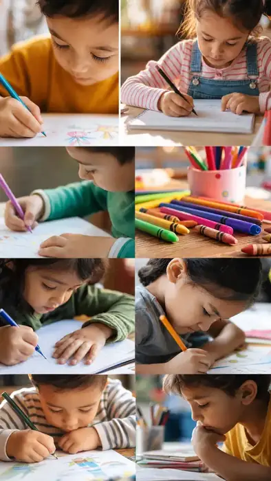 Niños reales practicando el trazo en casa
